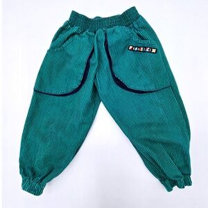 Vintage Buster Brown Boys Green Striped Retro Jogger Pants Elastic Waist Size 3T
